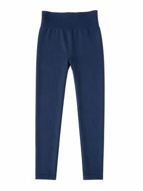 NWOT BRAND UNKNOWN SEAMLESS HIGH WAIST LEGGING WOMEN NAVY BLUE TEXTURED WAIST